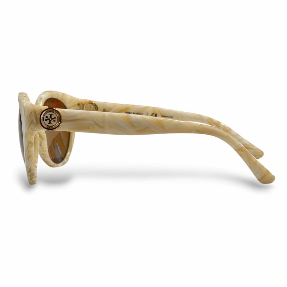 Tory Burch TY7087 Round Sunglasses in Ivory Marble | EUC